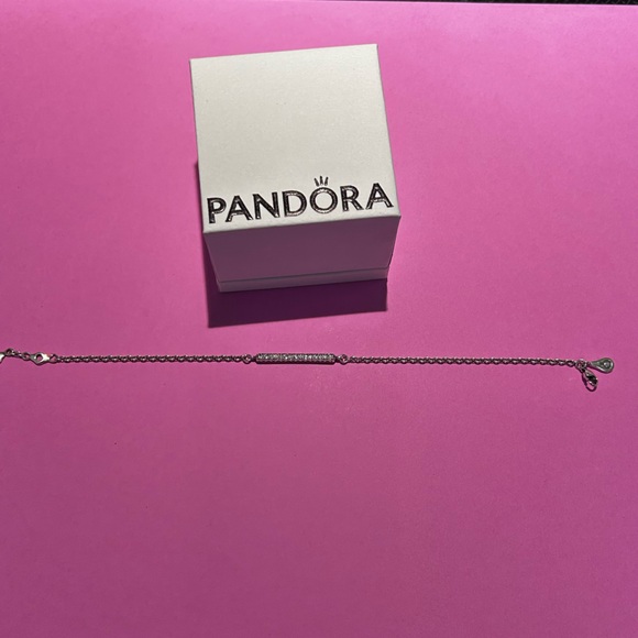 Authentic Hearts of Pandora Sterling Silver Thin Chain Bar Bracelet 2018 - Picture 6 of 9